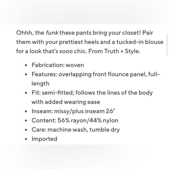 Truth + Style Flounced Stretch Woven Pants Navy 3X NIP/NWOT - Picture 6 of 9